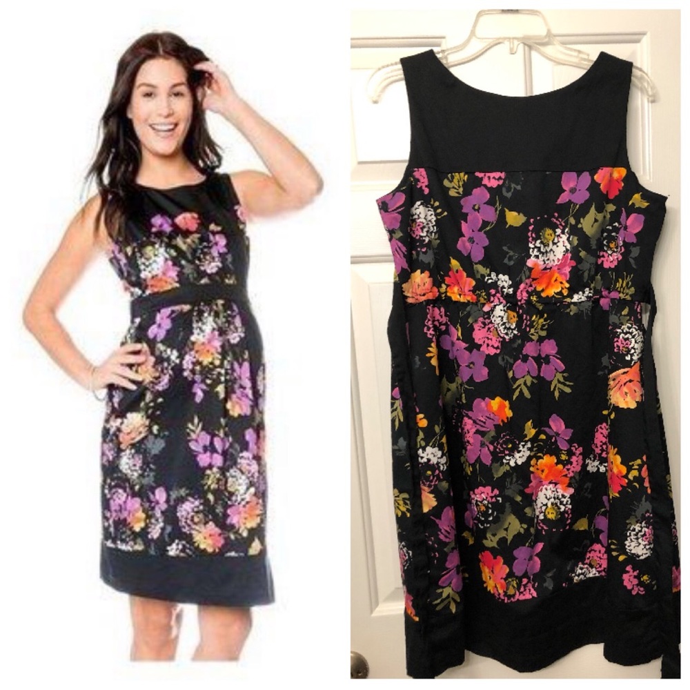 Motherhood Maternity Black & Floral tie back dress